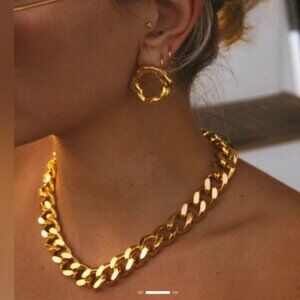 Aureum Luna 24K Gold Plated Curb Chain Necklace